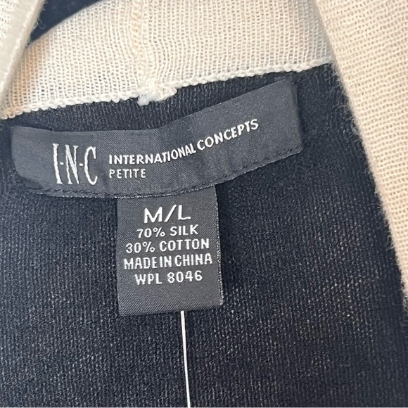 INC International Concepts Petites Wrap Black Silk Blend 4 Way Style Size M/L - Picture 3 of 9